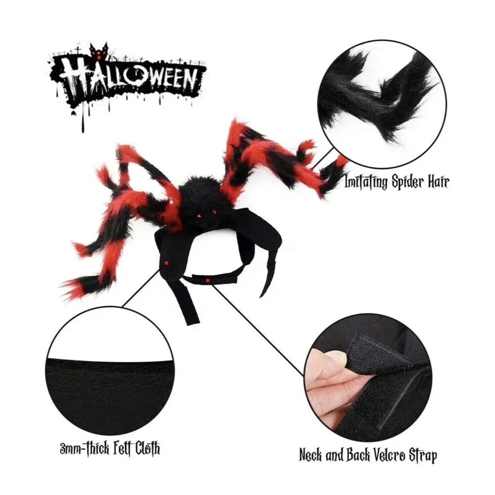 Pet Dress Up Costume Plush Furry Giant Spider Bug Puppy Dog Cat Halloween Small